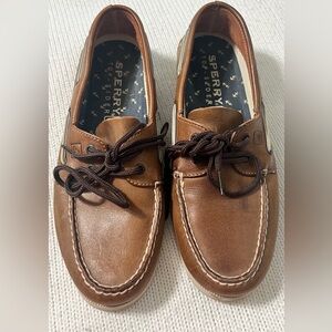 Sperry Men’s Chestnut Brown Leather Moc Toe Boat Shoes